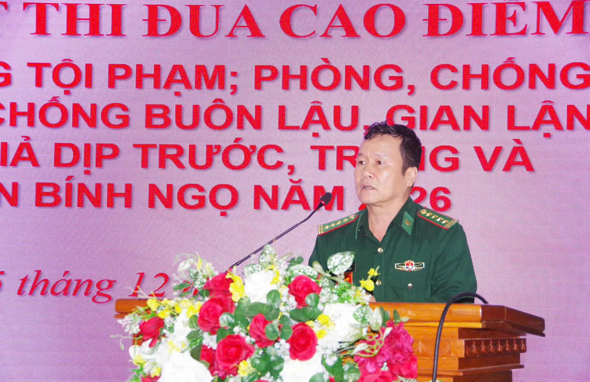 Đại tá Tạ Quang Dũng - Phó Chỉ huy trưởng Nghiệp vụ phát biểu chỉ đạo tại Lễ phát động.Ảnh: Văn Tân.