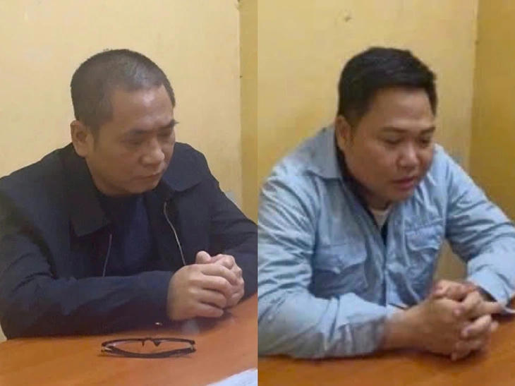 Bị can Ngọc (trái) và Sáng tại cơ quan công an. Ảnh: CA HN.