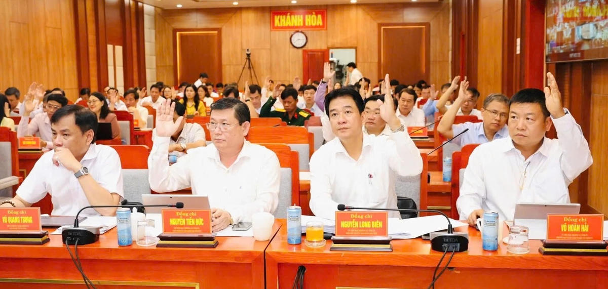 Các Đại biểu biểu quyết thông qua chương trình hội nghị. (ảnh X.H)