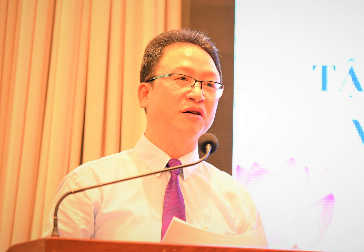 Ông Nguyễn Văn Thanh, Ủy viên Đoàn Chủ tịch, Trưởng ban Dân tộc và Tôn giáo, Ủy ban Trung ương MTTQ Việt Nam phát biểu khai mạc hội nghị. Ảnh: T. Thành.