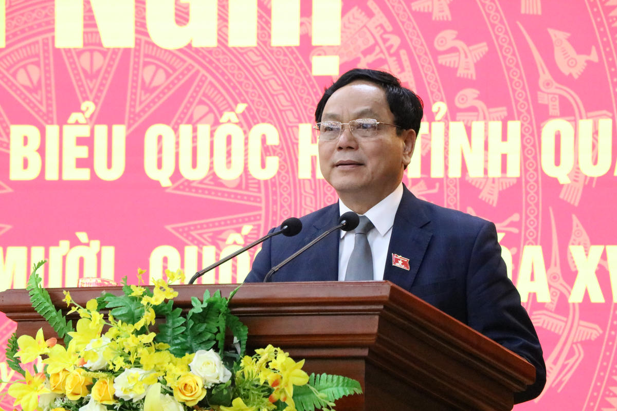 Ông Hoàng Đức Thắng phát biểu tại hội nghị. Ảnh: V.T.