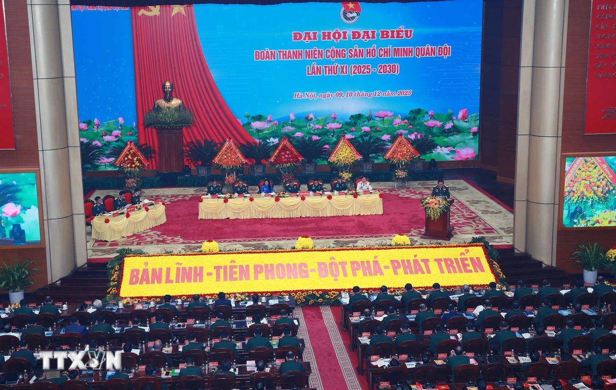 Phiên trọng thể Đại hội Đại biểu Đoàn thanh niên Quân đội lần thứ 11. (Ảnh: Trọng Đức/TTXVN)