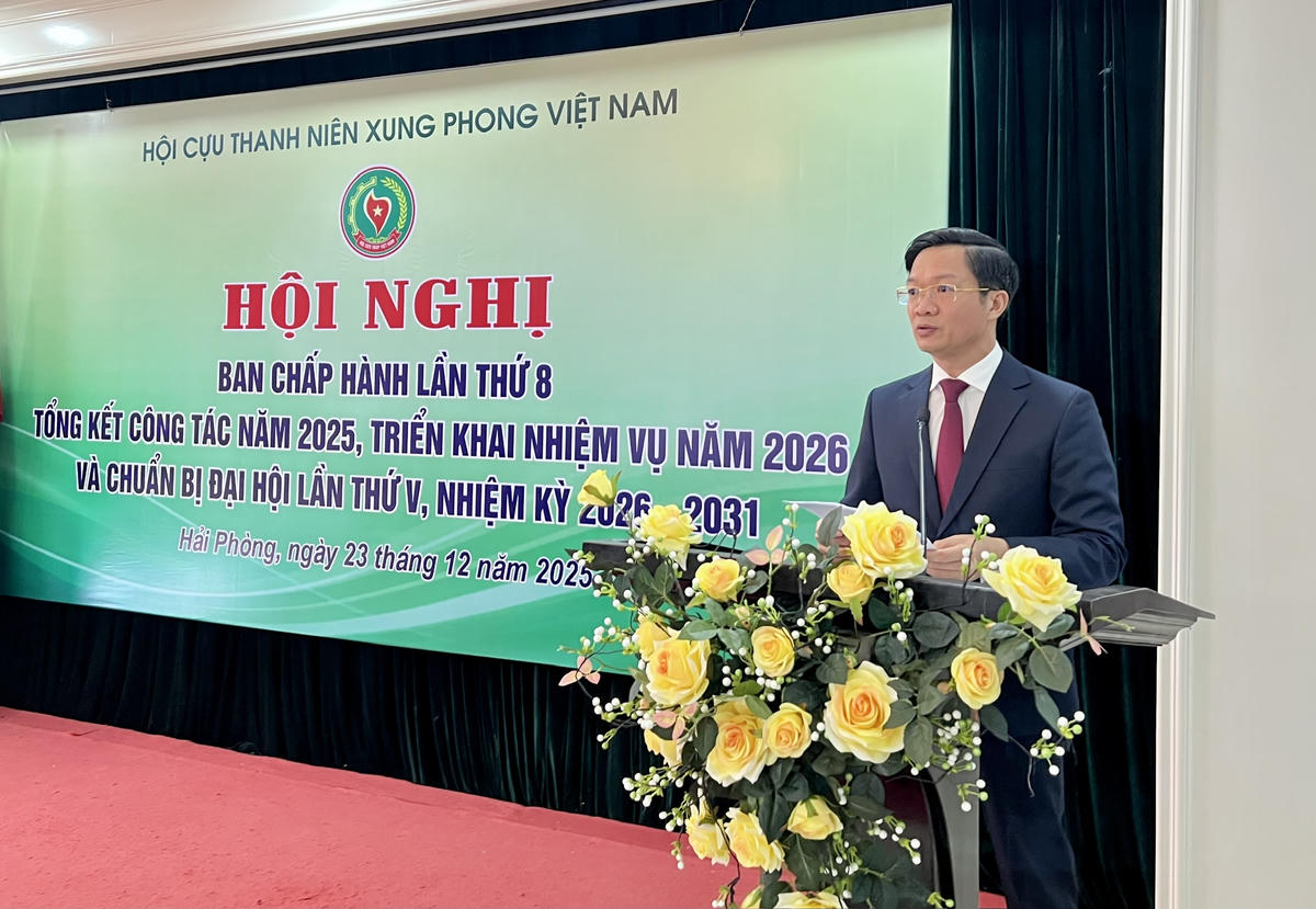 Ông Phạm Văn Lập – Phó Bí thư Thành ủy, Chủ tịch Ủy ban MTTQ Việt Nam TP Hải Phòng phát biểu tại hội nghị. Ảnh: PT.&nbsp;