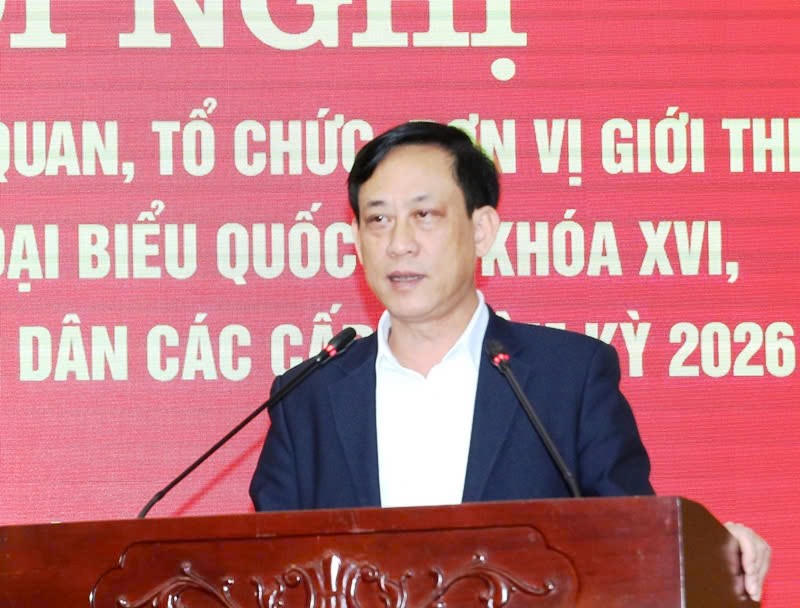 Phó Chủ tịch Thường trực Ủy ban MTTQ Việt Nam tỉnh Thanh Hóa Mai Văn Hải phát biểu kết luận hội nghị. Ảnh: Nguyễn Chung.