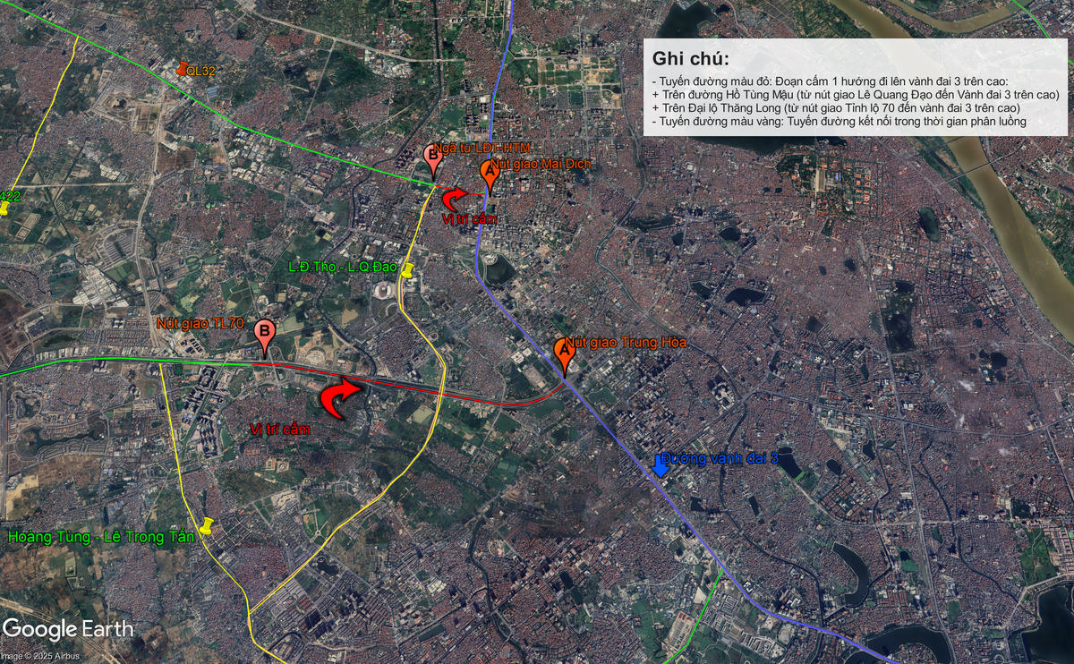 Hình ảnh các vị trí&nbsp;xe tải trên 10 tấn, xe container không được di chuyển vào giờ cao điểm.