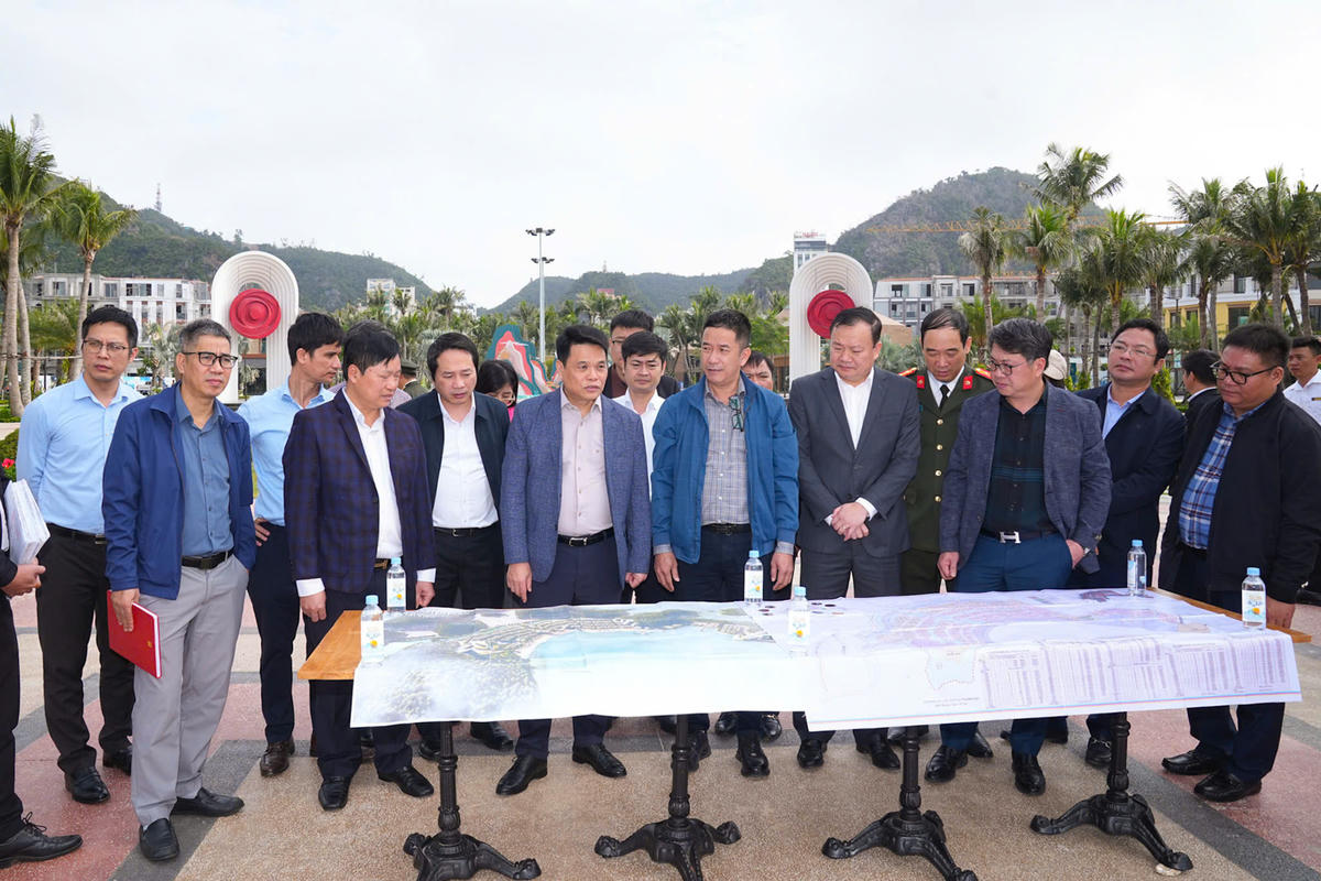 Chủ tịch UBND TP Hải Phòng Lê Ngọc Châu kiểm tra Dự án Khu du lịch, dịch vụ thương mại Vịnh Trung tâm Cát Bà. Ảnh: ĐT.