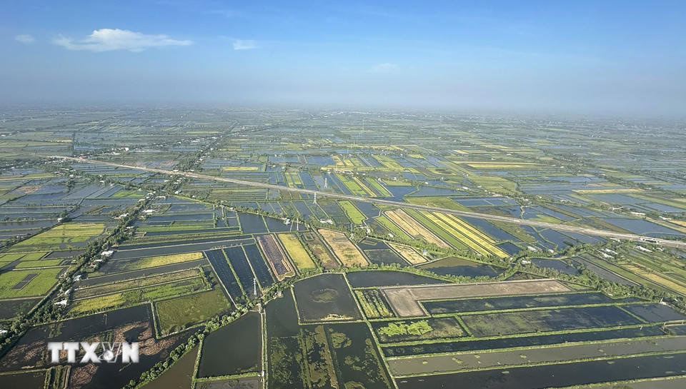 Tuyến đường bộ cao tốc Cà Mau-Đất Mũi. (Ảnh: Dương Giang/TTXVN).