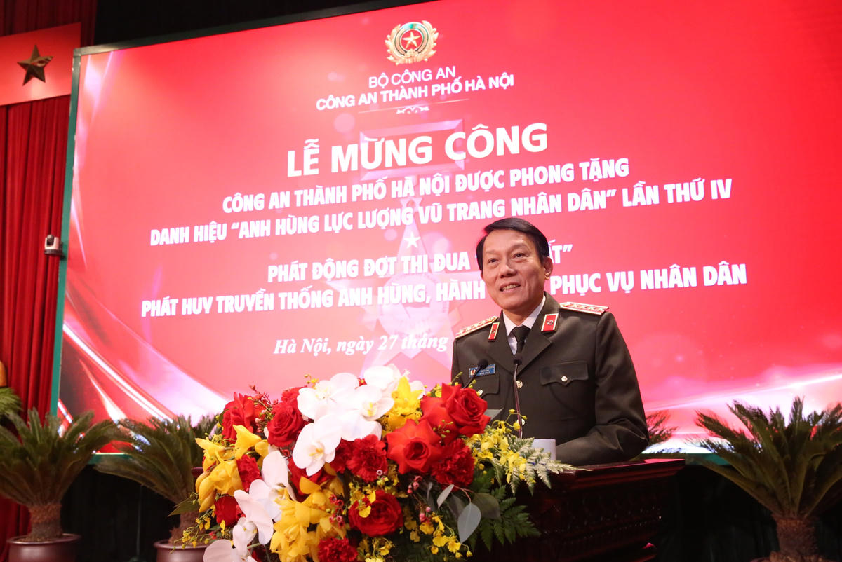 Đại tướng Lương Tam Quang, Bộ trưởng Bộ Công an phát biểu tại buổi Lễ.