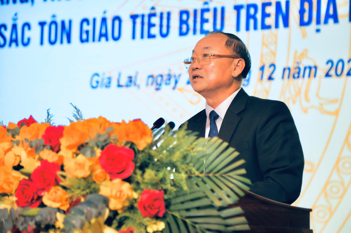 Bí thư Tỉnh ủy Gia Lai Thái Đại Ngọc phát biểu tại buổi gặp mặt (ảnh Đình Sang)