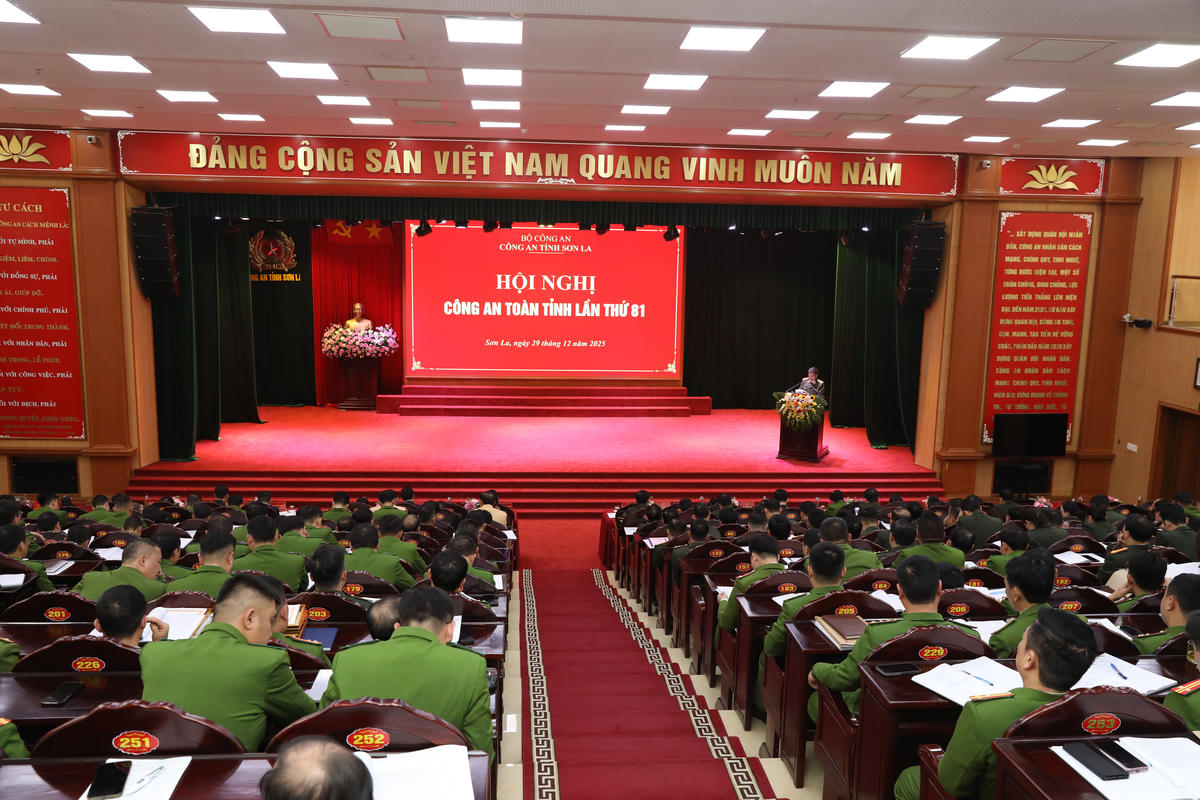 Công an tỉnh Sơn La tổ chức Hội nghị tổng kết công tác năm 2025, triển khai chương trình công tác năm 2026. Ảnh: CT - TH.