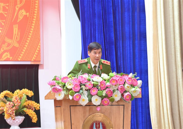 Trung tướng, GS.TS Trần Minh Hưởng, Giám đốc Học viện CSND phát biểu khai mạc hội thảo.