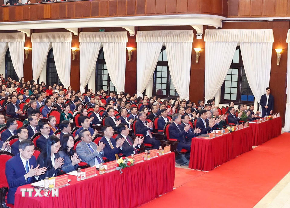 Tổng Bí thư Tô Lâm và các đại biểu tham dự hội nghị. (Ảnh: Thống Nhất/TTXVN)