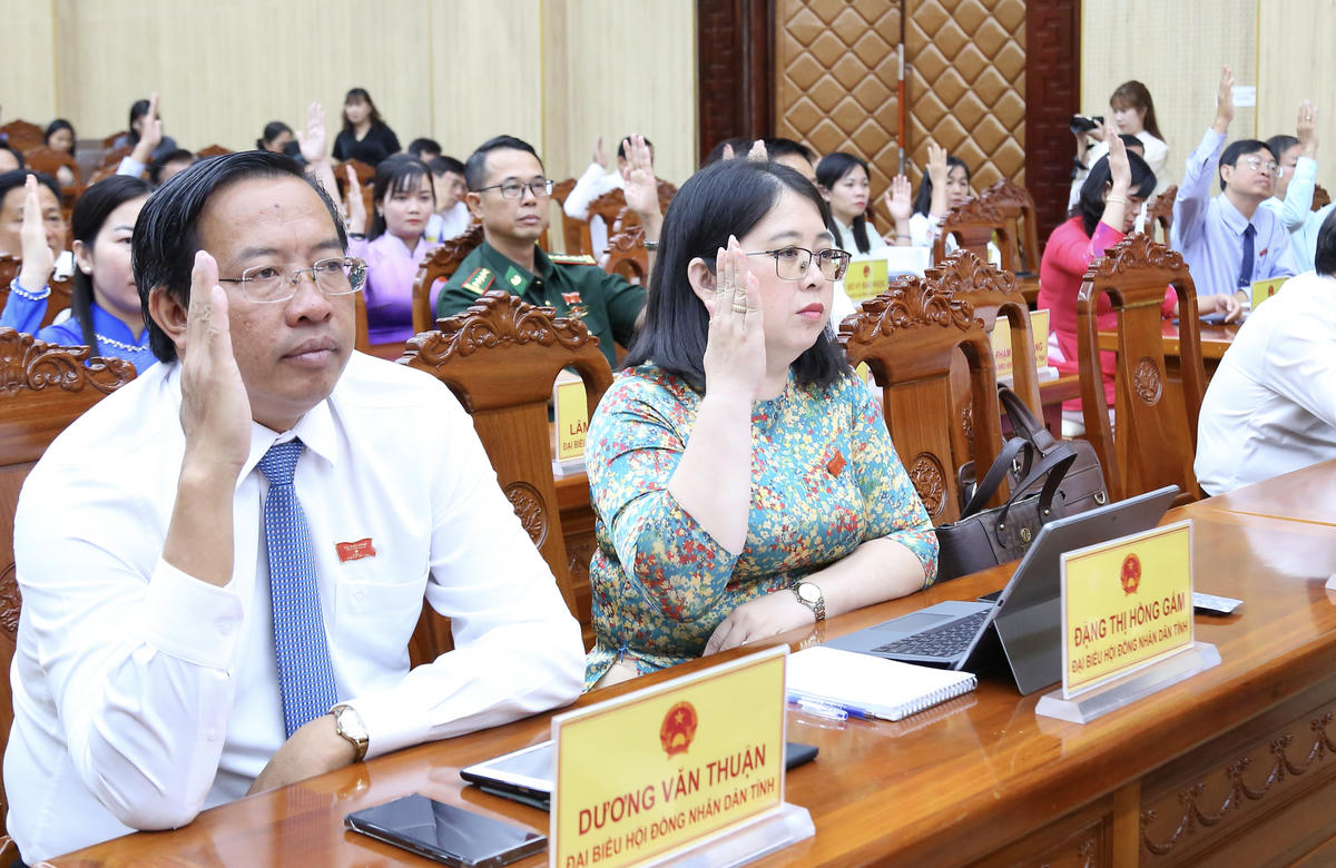 Các đại biểu HĐND biểu quyết thông qua các nghị quyết. Ảnh: Thanh Tiến.