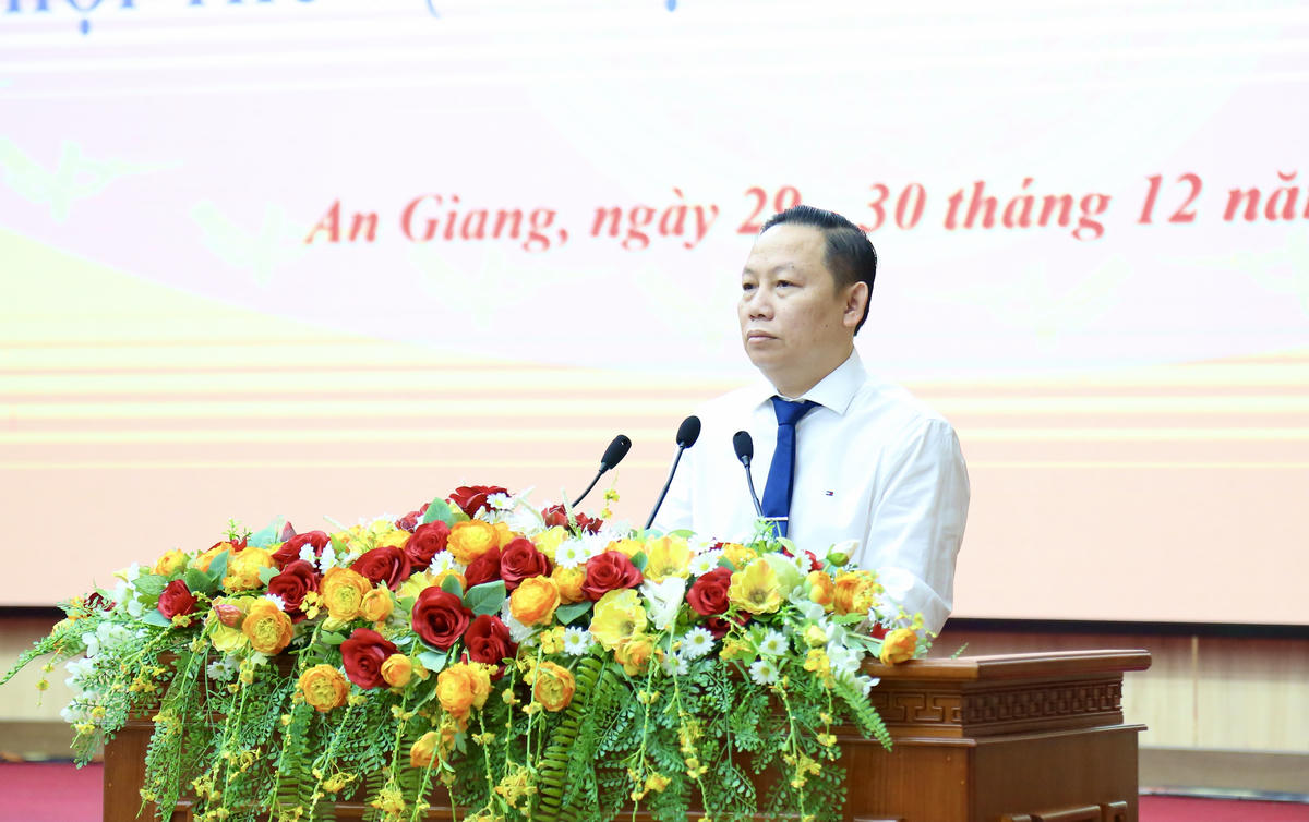 Giám đốc Sở Nông nghiệp và Môi trường tỉnh An Giang Lê Hữu Toàn trả lời chất vấn. Ảnh: Thanh Tiến.