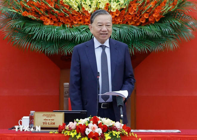 Tổng Bí thư Tô Lâm phát biểu chỉ đạo. (Ảnh: Thống Nhất/TTXVN)