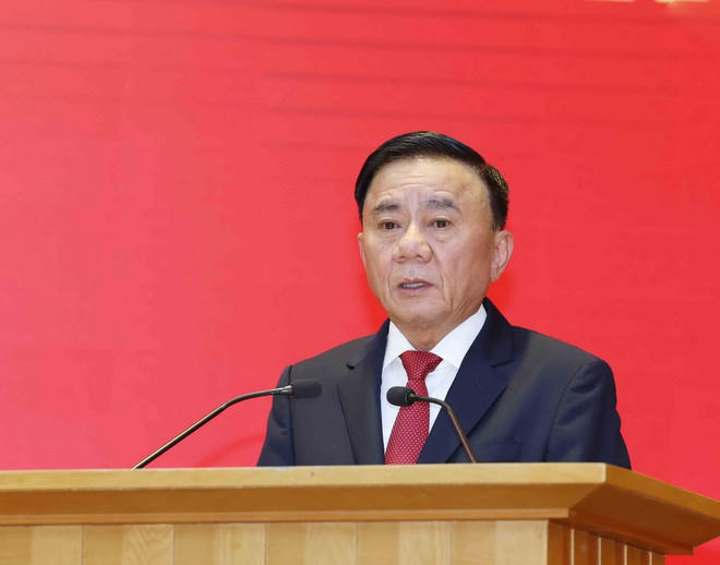 Thường trực Bí thư Trần Cẩm Tú phát biểu tại hội nghị. (Ảnh: Phương Hoa/TTXVN)