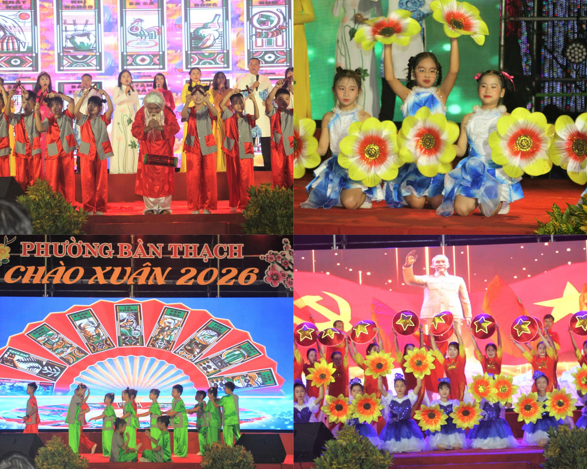 Các tiết mục múa tại chương trình liên hoan nghệ thuật quần chúng với chủ đề “Bàn Thạch chào năm mới 2026”. Ảnh: Tấn Thành.