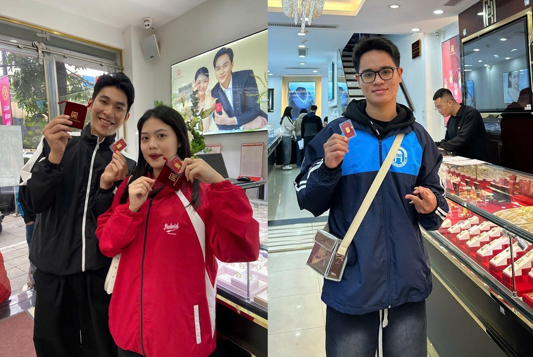 Các bạn trẻ khoe mua thành công Tứ Quý Thịnh Vượng 0,1 chỉ của Bảo Tín Mạnh Hải