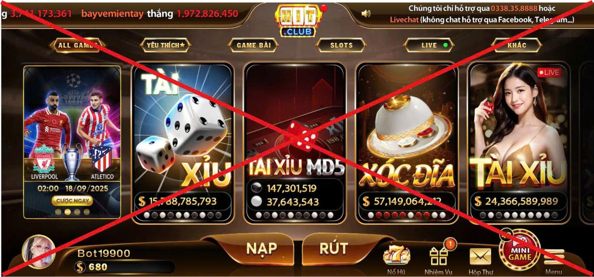 Ứng dụng cờ bạc trá hình. Ảnh: Công an tỉnh Lai Châu.