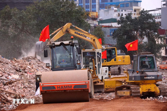 Dự án đường Vành đai 1 thủ đô Hà Nội. (Ảnh: Văn Điệp/TTXVN)