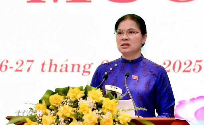 Phó Chủ tịch Ủy ban Trung ương Mặt trận Tổ quốc Việt Nam Hà Thị Nga. (Ảnh: Quang Cường/TTXVN).