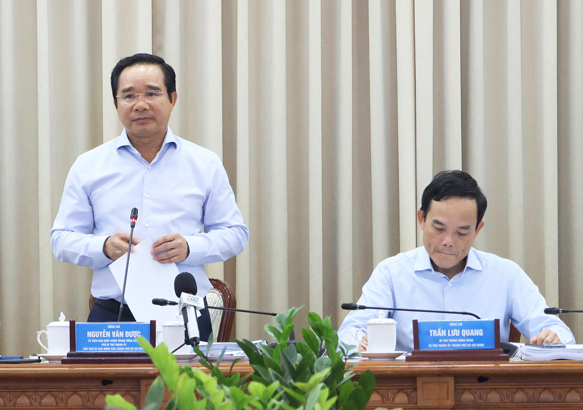 Ông Nguyễn Văn Được - Chủ tịch UBND TP Hồ Chí Minh phát biểu tại hội nghị. Ảnh: UBND TP