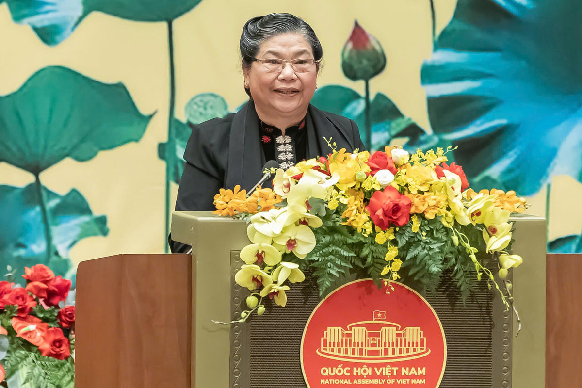 Nguyên Phó Chủ tịch Thường trực Quốc hội Tòng Thị Phóng phát biểu tại Lễ kỷ niệm (Ảnh: Quang Vinh)