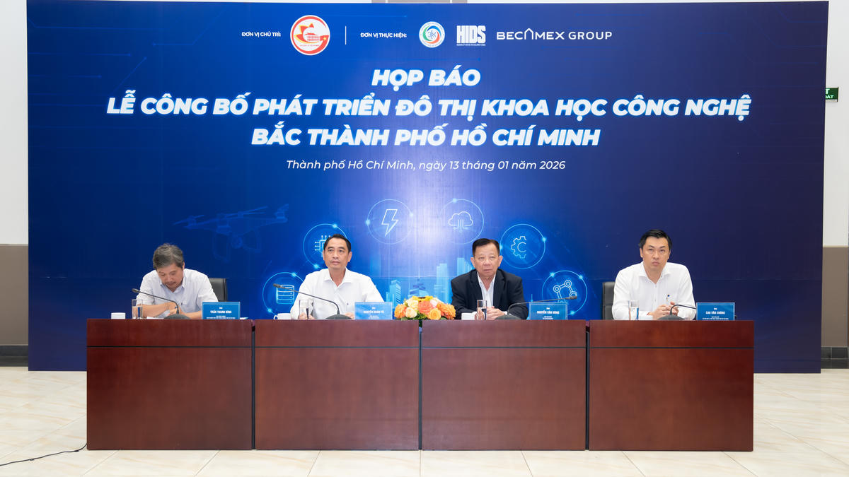 Họp báo công bố Đề án phát triển “Đô thị Khoa học Công nghệ phía Bắc TP Hồ Chí Minh”. Ảnh: H.Long.