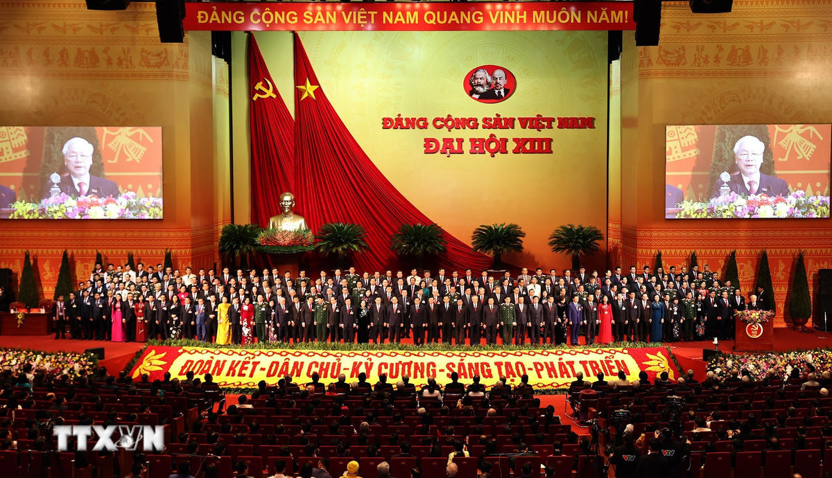 Đồng chí Nguyễn Phú Trọng, Tổng Bí thư Ban chấp hành Trung ương khóa XIII, Chủ tịch nước CHXHCN Việt Nam, thay mặt Ban chấp hành Trung ương khóa XIII phát biểu ý kiến. (Ảnh: TTXVN).