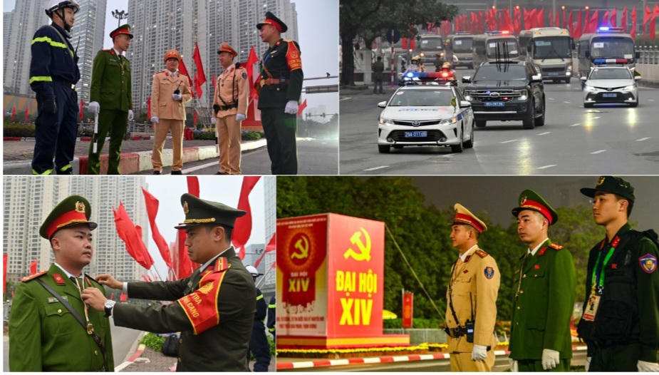 Những hình ảnh đẹp về công tác dẫn đoàn khoa học qua hệ thống 'làn sóng xanh', hiệp đồng chặt chẽ, giúp đỡ nhân dân ở mỗi ngã tư... Ảnh: Công an Hà Nội.