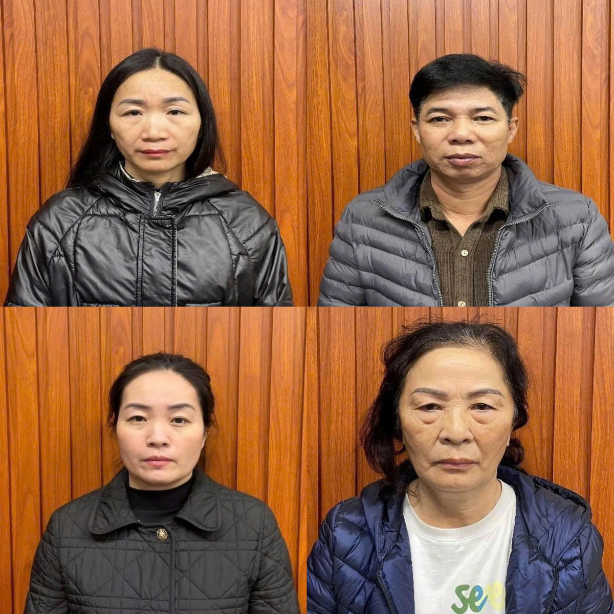 Các đối tượng Nguyễn Thị Hà, Phạm Thị Hương, Lương Tuấn Đạt, Hà Thị Hường. Ảnh: Công an Quảng Ninh.