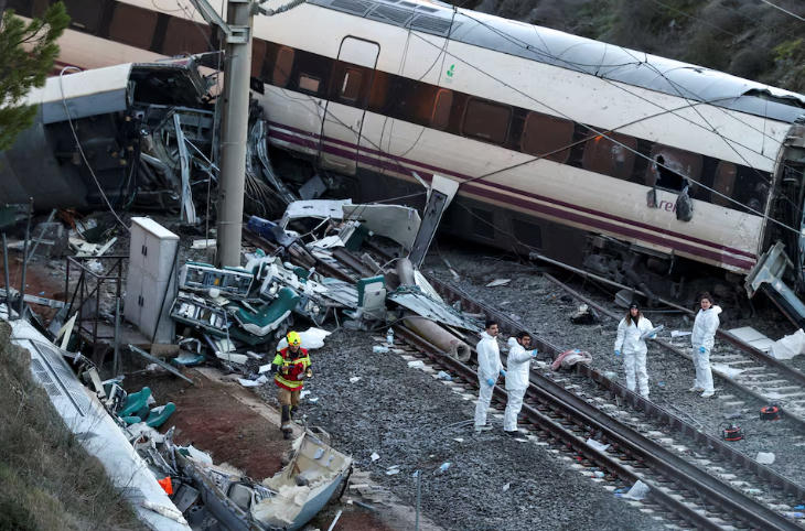 Hiện trường vụ tai nạn chết người gần Adamuz, tỉnh Cordoba, Tây Ban Nha. Nguồn: Reuters.