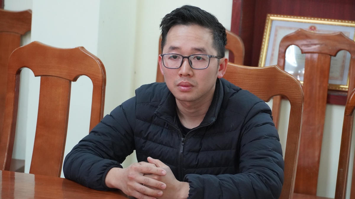 Đối tượng Lê Hữu Minh tại cơ quan điều tra. Ảnh: CAQT