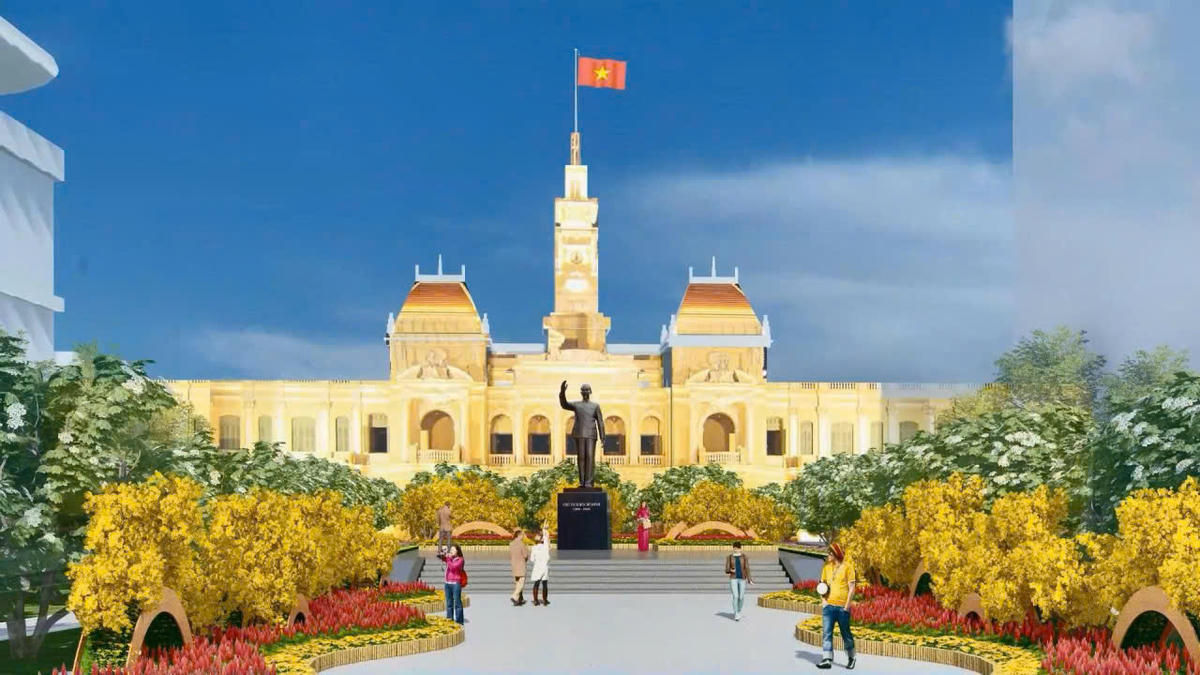 Phố cảnh Đường hoa Tết trước UBND TP Hồ Chí Minh. Ảnh BTC