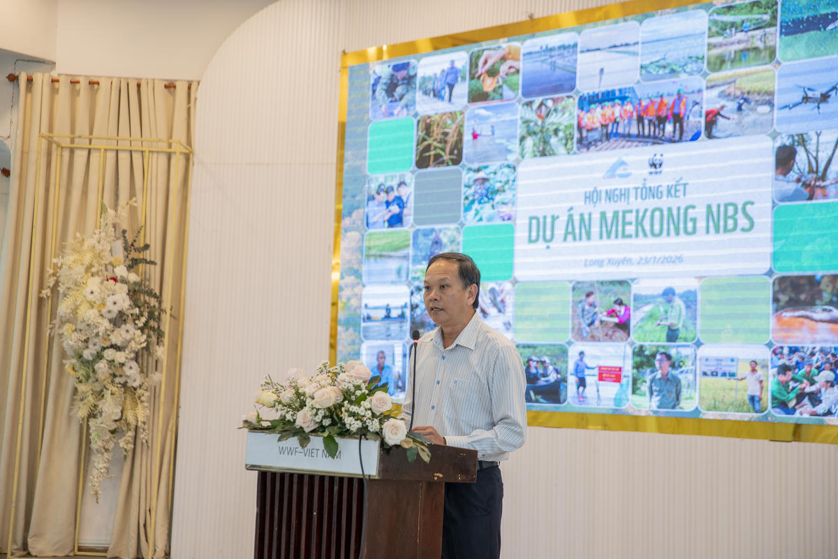 Ông Trần Thanh Hiệp - Phó Giám đốc Sở NN&amp;MT tỉnh An Giang phát biểu tại Hội nghị. (ảnh: BTC)