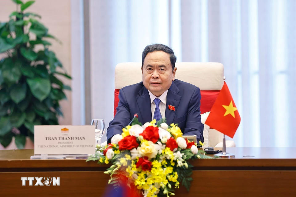 Chủ tịch Quốc hội Trần Thanh Mẫn phát biểu. (Ảnh: Doãn Tấn/TTXVN)