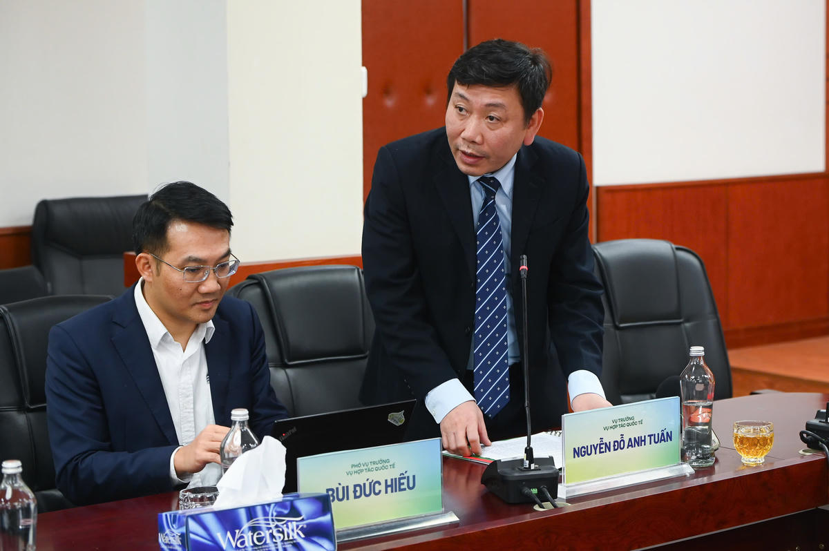 TS Nguyễn Đỗ Anh Tuấn, Vụ trưởng Vụ Hợp tác quốc tế (Bộ Nông nghiệp và Môi trường) phát biểu tại họp báo.