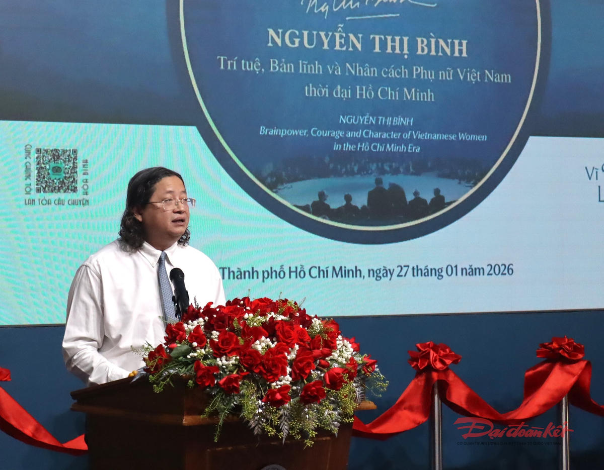 Phó Giám đốc Sở Văn hoá và Thể thao TP Hồ Chí Minh Nguyễn Minh Nhựt phát biểu tại sự kiện. Ảnh: Hồng Phúc.