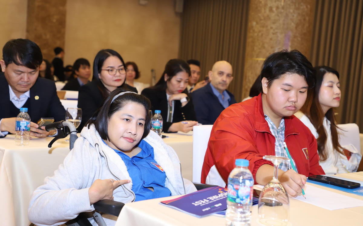 Thanh niên khuyết tật tham dự tại chương trình.&nbsp;