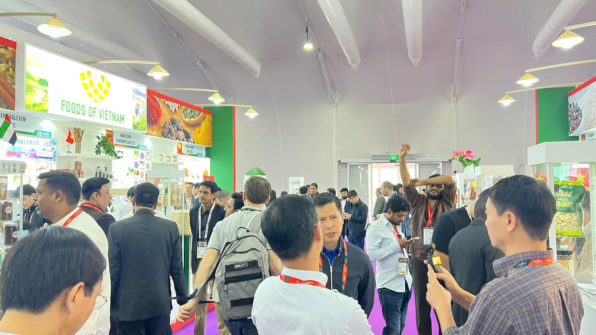 Khu gian hàng Việt Nam tại Hội chợ Gulfood Dubai 2026. Ảnh: Bùi Yến.