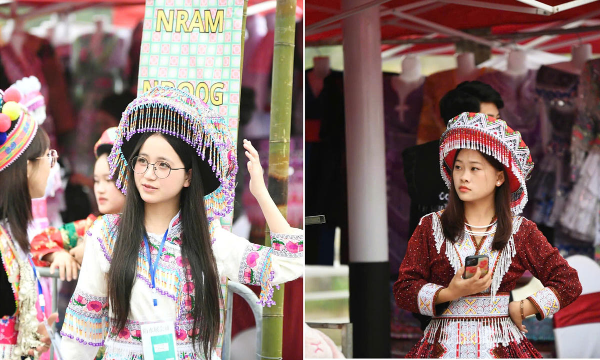 Vẻ đẹp trong trẻo của thiếu nữ dân tộc Mông nổi bật giữa nhịp sống đô thị Hà Nội. Ảnh: Phạm Sỹ.