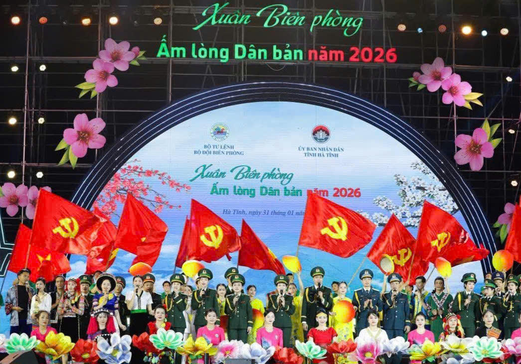 Chương trình chính luận nghệ thuật "Xuân biên phòng ấm lòng dân bản" năm 2026&nbsp;tại xã biên giới Hương Xuân, tỉnh Hà Tĩnh.