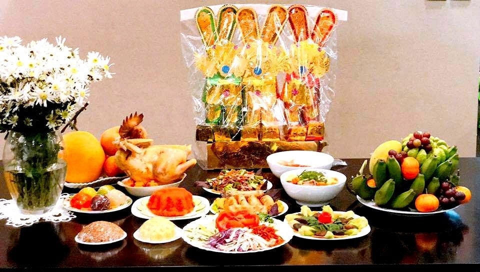 Mâm cỗ cúng ông Công ông Táo. Ảnh minh họa.