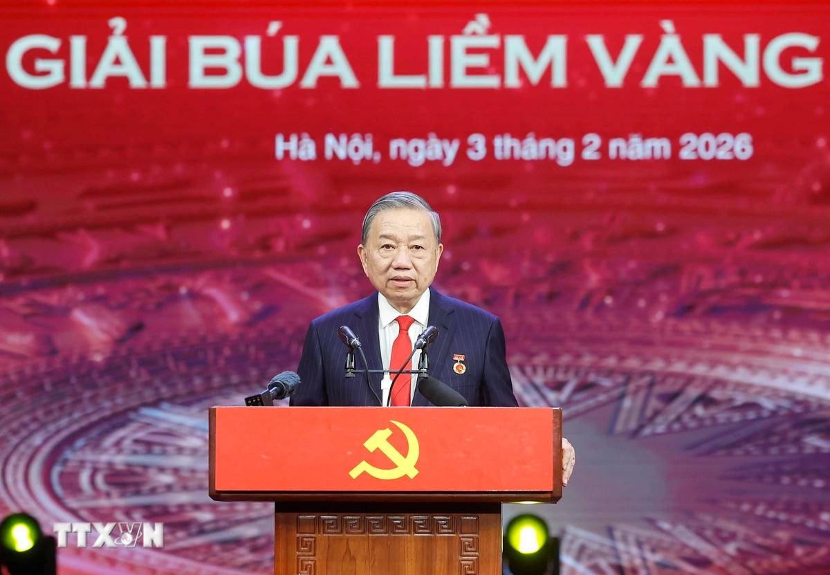 Tổng Bí thư Tô Lâm phát biểu tại buổi lễ. (Ảnh: Thống Nhất/TTXVN).