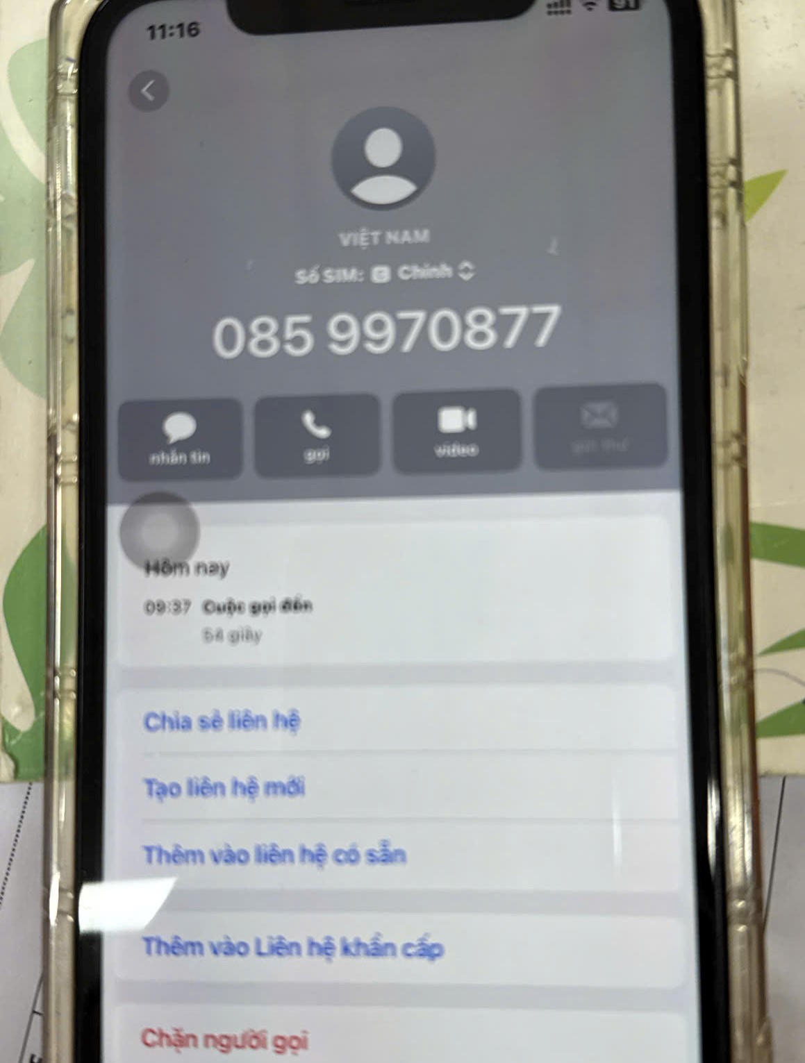 Số điện thoại gọi lừa đảo xưng danh của Bộ CHQS TP Đà Nẵng. Ảnh: CV.