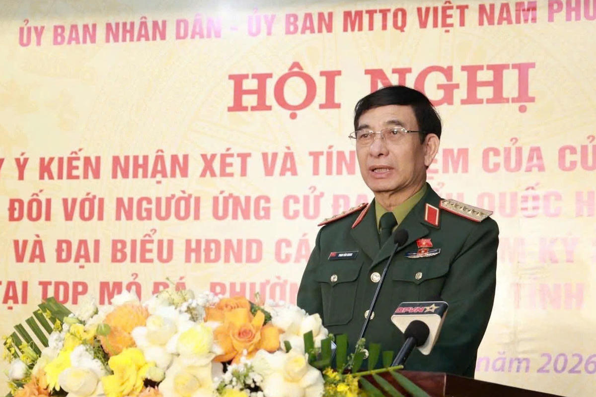 Đại tướng Phan Văn Giang cảm ơn Nhân dân, cử tri tin tưởng. Ảnh: TN.