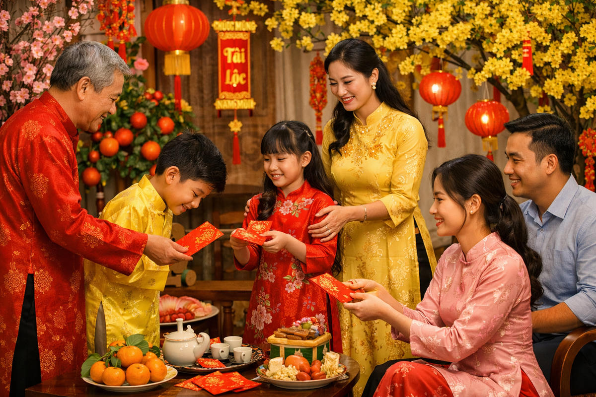 Chuyện lì xì ngày Tết. Ảnh VT.