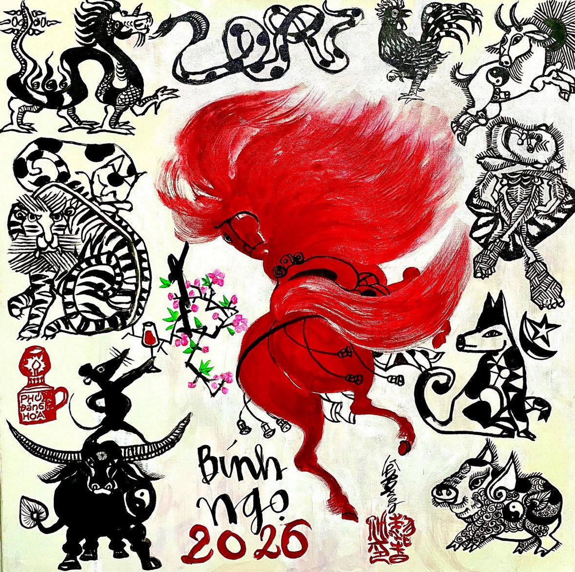 Tác phẩm “12 con giáp - Bính Ngọ 2026” của Lê Trí Dũng.