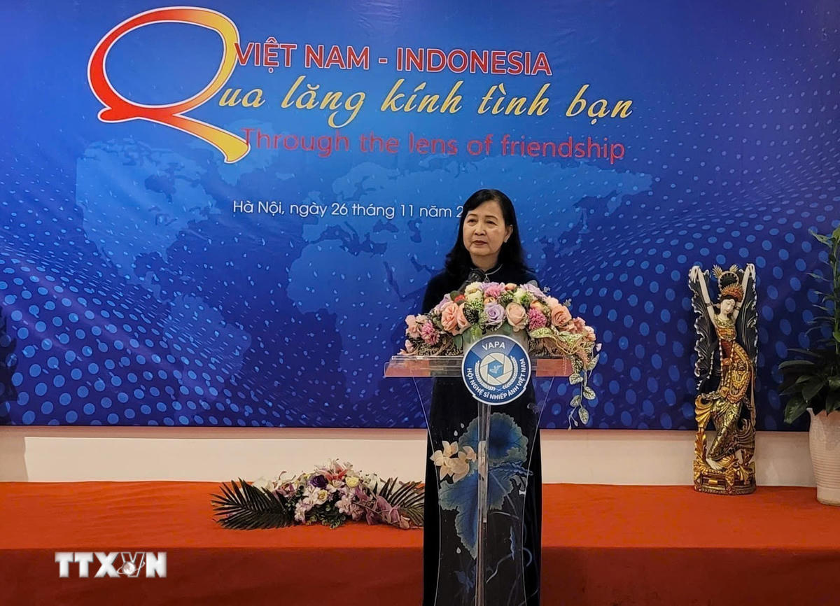 Chủ tịch Hội Nghệ sỹ Nhiếp ảnh Việt Nam Trần Thị Thu Đông. (Ảnh: Phương Thanh/TTXVN).