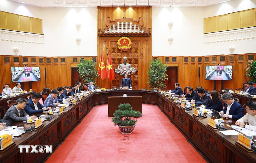 Thủ tướng Phạm Minh Chính chủ trì Phiên họp lần thứ năm của Ban Chỉ đạo xây dựng nhà máy điện hạt nhân. (Ảnh: Dương Giang/TTXVN).